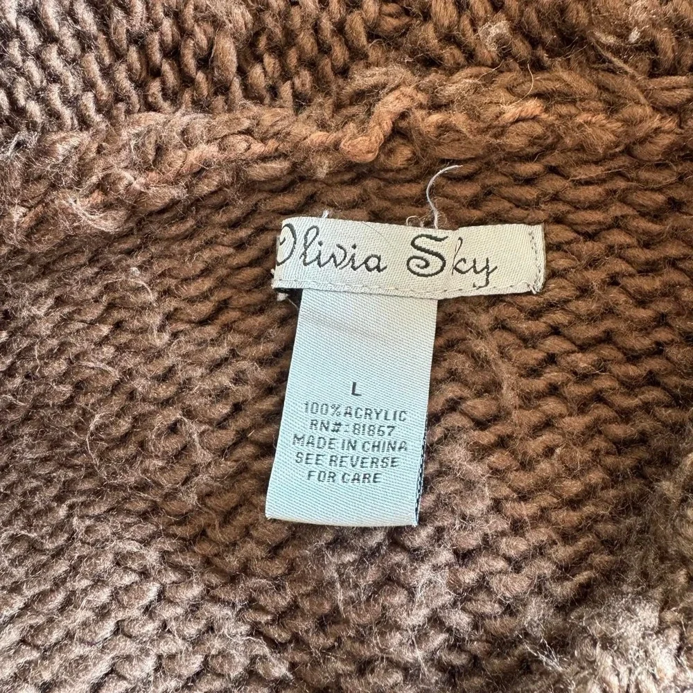 Olivia Sky Brown cable knit cardigan women's size L
